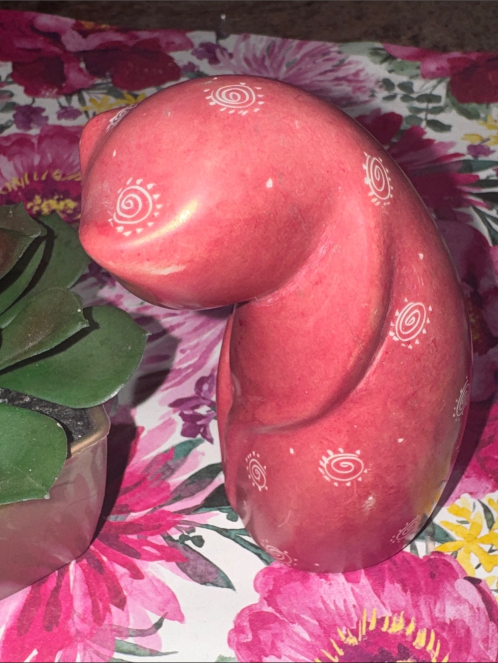 Stone Pink Abstract Cat Figurine